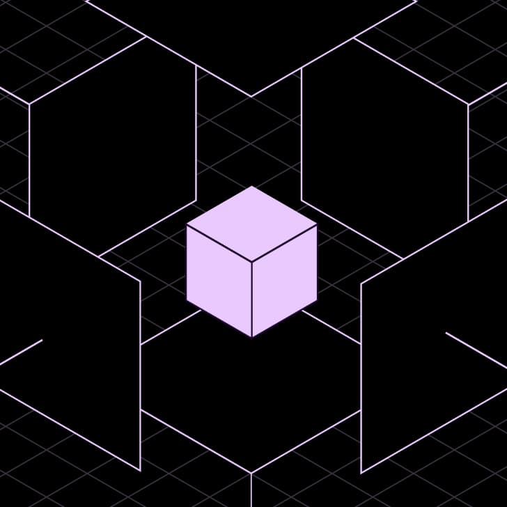 Abstraktes geometrisches Hero-Visual mit konzentrischen hellblauen Kreisen und Square auf schwarzem Hintergrund.